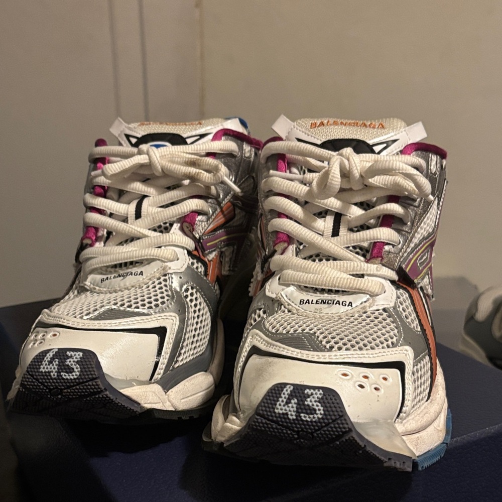 Balenciaga Kids White and Pink Sneakers